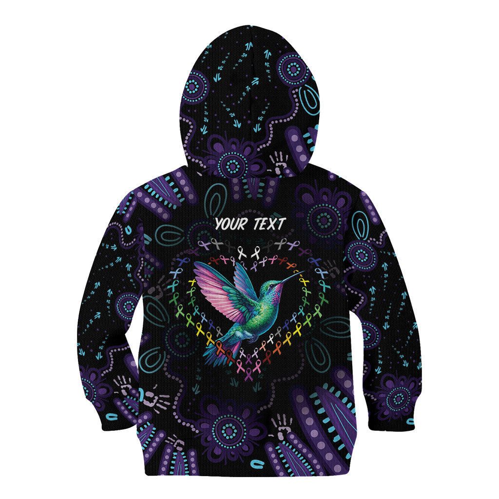 Personalized Australia Indigenous Aboriginal Arts Kid Hoodie Hummingbird - Fight Cancer In All Colors