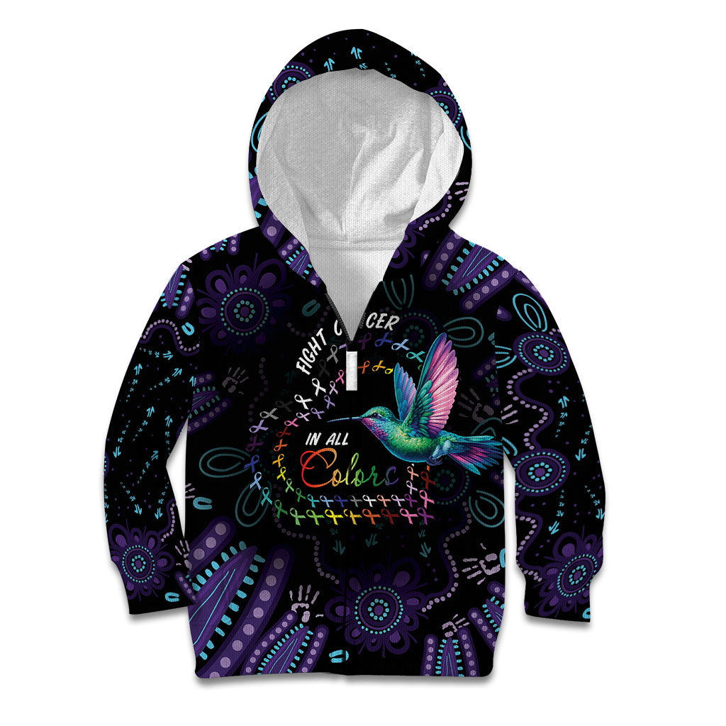 Personalized Australia Indigenous Aboriginal Arts Kid Hoodie Hummingbird - Fight Cancer In All Colors