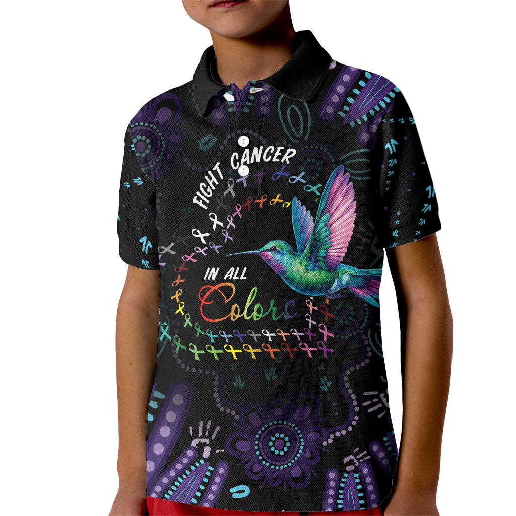 Personalized Australia Indigenous Aboriginal Arts Kid Polo Shirt Hummingbird - Fight Cancer In All Colors