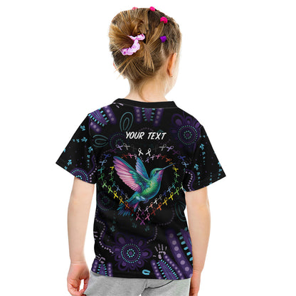 Personalized Australia Indigenous Aboriginal Arts Kid T Shirt Hummingbird - Fight Cancer In All Colors