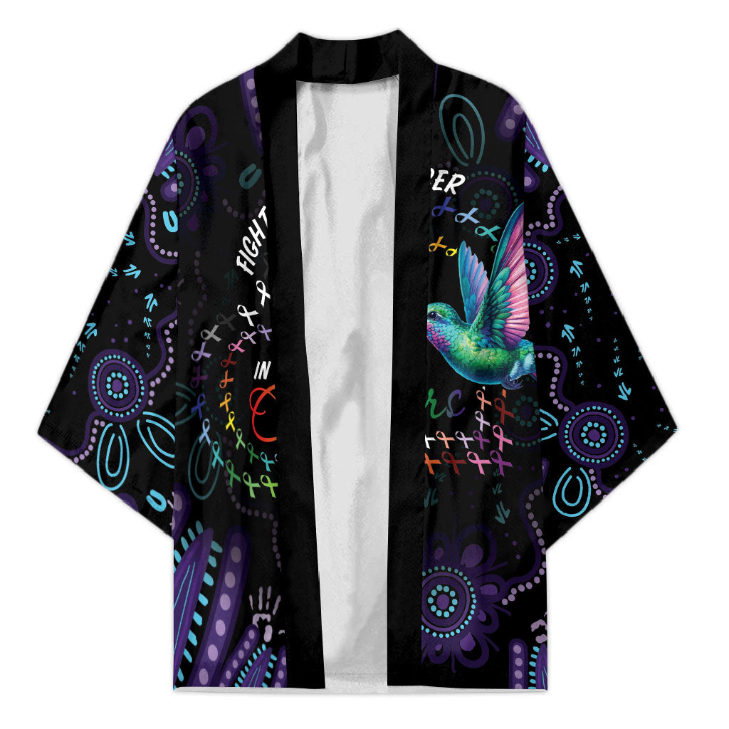 Personalized Australia Indigenous Aboriginal Arts Kimono Hummingbird - Fight Cancer In All Colors