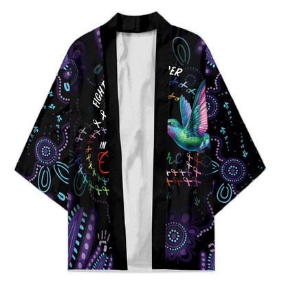 Personalized Australia Indigenous Aboriginal Arts Kimono Hummingbird - Fight Cancer In All Colors