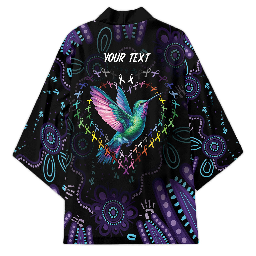 Personalized Australia Indigenous Aboriginal Arts Kimono Hummingbird - Fight Cancer In All Colors