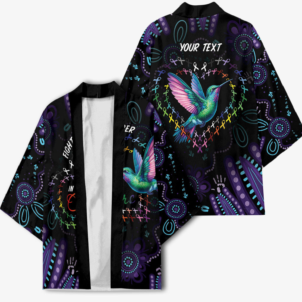 Personalized Australia Indigenous Aboriginal Arts Kimono Hummingbird - Fight Cancer In All Colors