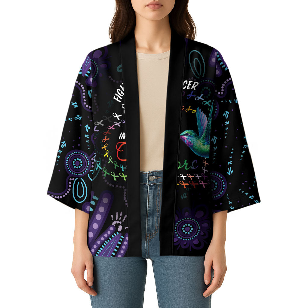 Personalized Australia Indigenous Aboriginal Arts Kimono Hummingbird - Fight Cancer In All Colors
