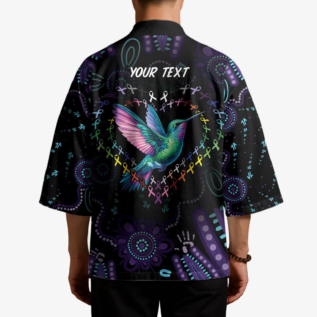 Personalized Australia Indigenous Aboriginal Arts Kimono Hummingbird - Fight Cancer In All Colors