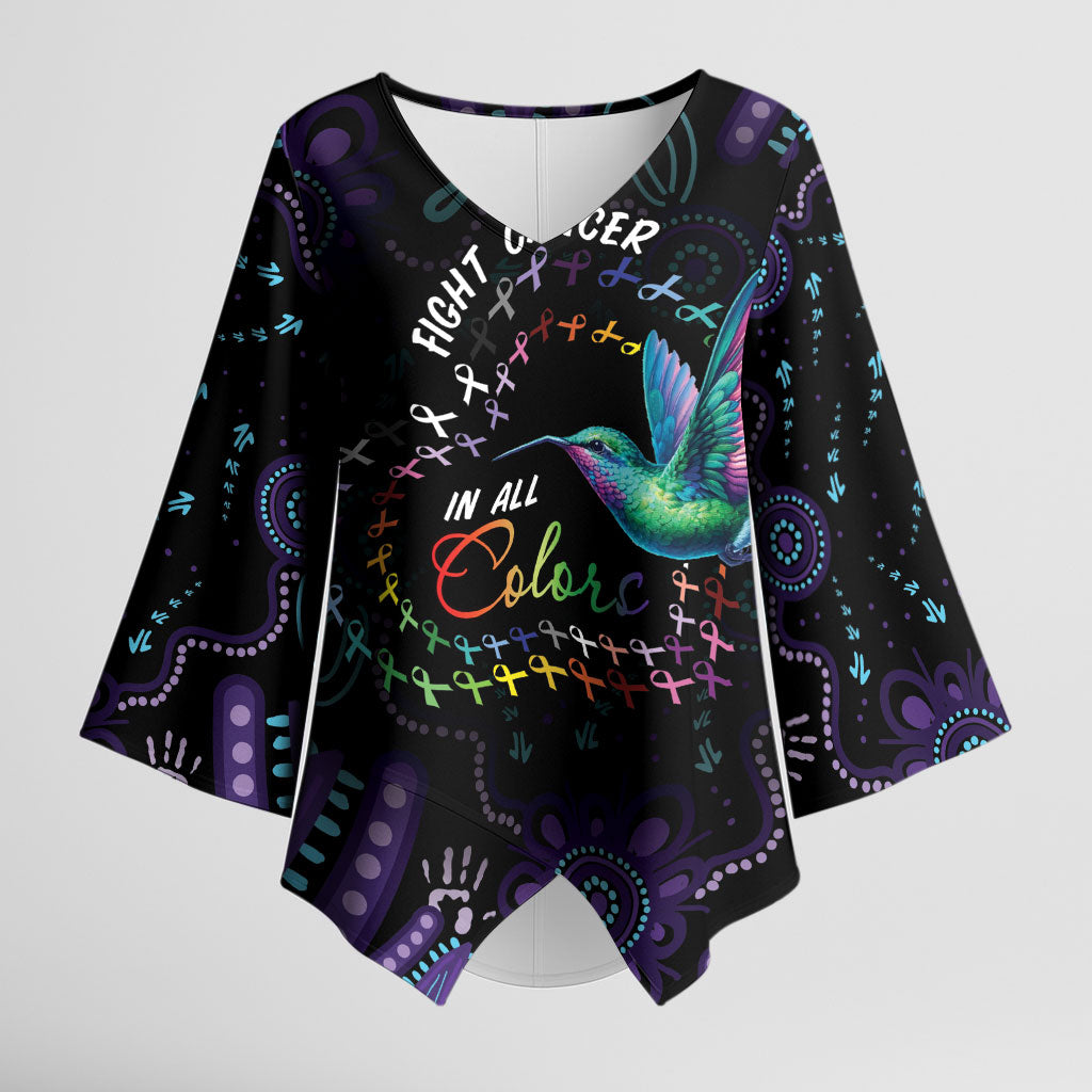 Personalized Australia Indigenous Aboriginal Arts Kimono Sleeve Blouse Hummingbird - Fight Cancer In All Colors