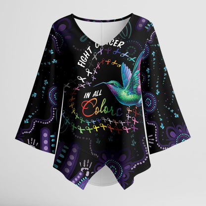 Personalized Australia Indigenous Aboriginal Arts Kimono Sleeve Blouse Hummingbird - Fight Cancer In All Colors