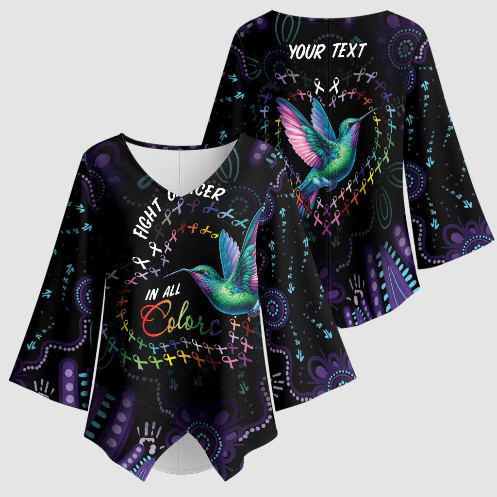Personalized Australia Indigenous Aboriginal Arts Kimono Sleeve Blouse Hummingbird - Fight Cancer In All Colors