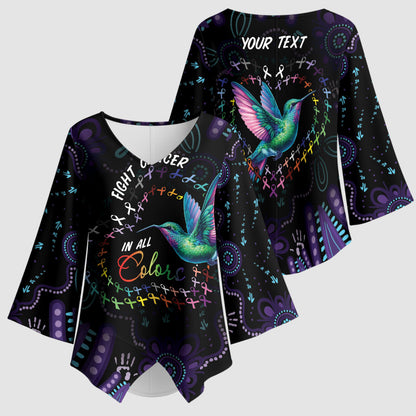 Personalized Australia Indigenous Aboriginal Arts Kimono Sleeve Blouse Hummingbird - Fight Cancer In All Colors
