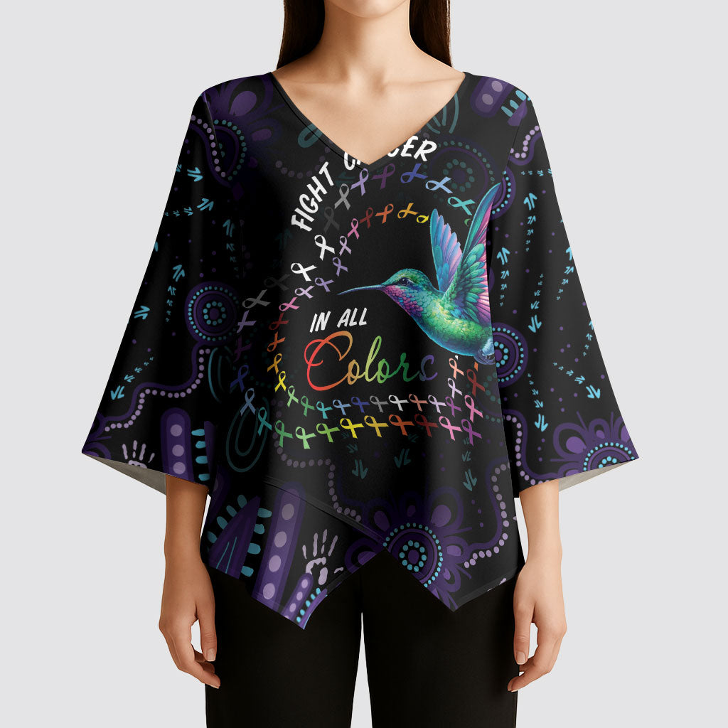 Personalized Australia Indigenous Aboriginal Arts Kimono Sleeve Blouse Hummingbird - Fight Cancer In All Colors
