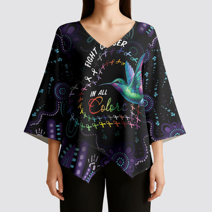 Personalized Australia Indigenous Aboriginal Arts Kimono Sleeve Blouse Hummingbird - Fight Cancer In All Colors