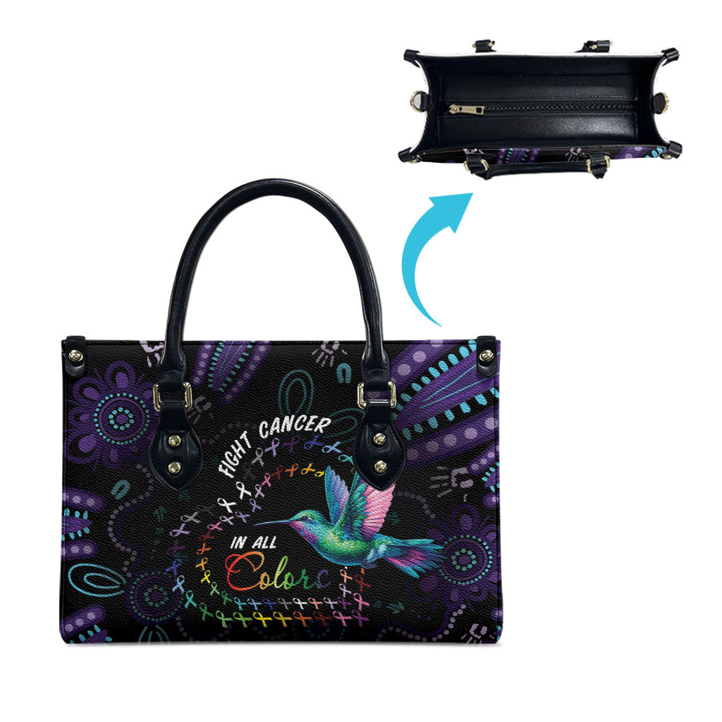 Australia Indigenous Aboriginal Arts Leather Bag Hummingbird - Fight Cancer In All Colors