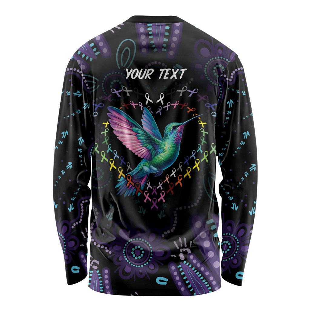 Personalized Australia Indigenous Aboriginal Arts Long Sleeve Shirt Hummingbird - Fight Cancer In All Colors