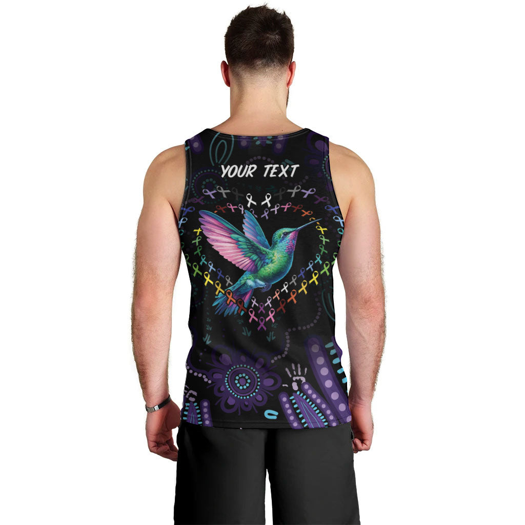 Personalized Australia Indigenous Aboriginal Arts Men Tank Top Hummingbird - Fight Cancer In All Colors