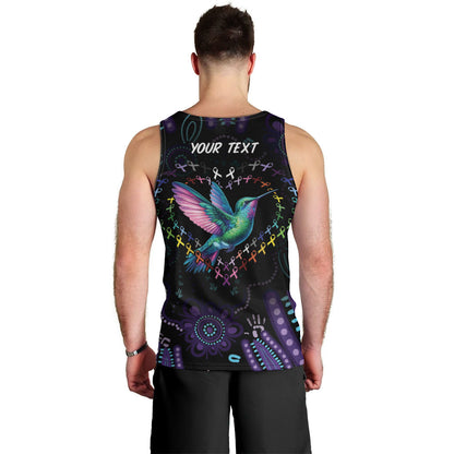 Personalized Australia Indigenous Aboriginal Arts Men Tank Top Hummingbird - Fight Cancer In All Colors