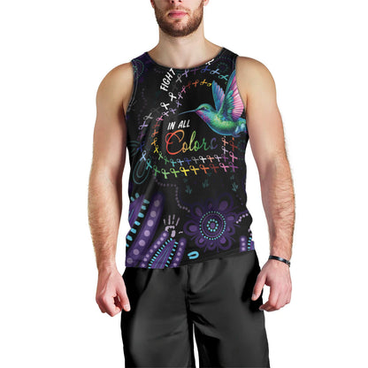 Personalized Australia Indigenous Aboriginal Arts Men Tank Top Hummingbird - Fight Cancer In All Colors