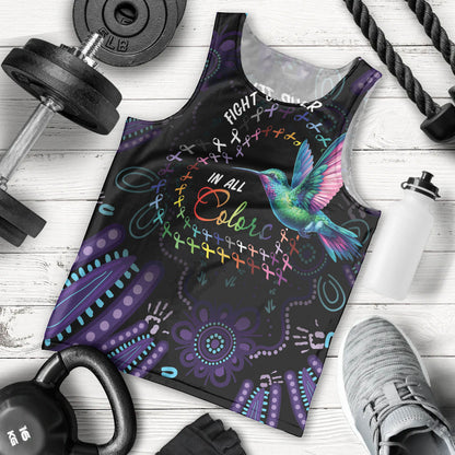 Personalized Australia Indigenous Aboriginal Arts Men Tank Top Hummingbird - Fight Cancer In All Colors