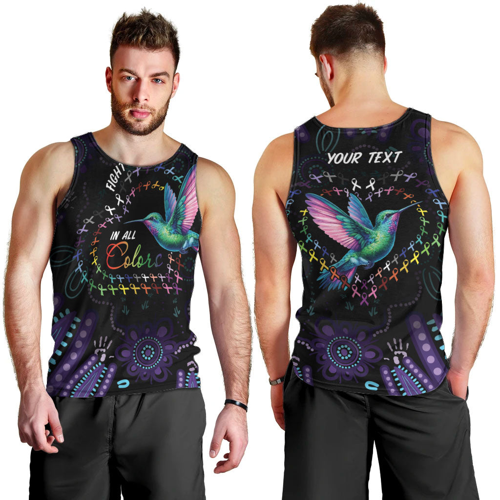 Personalized Australia Indigenous Aboriginal Arts Men Tank Top Hummingbird - Fight Cancer In All Colors