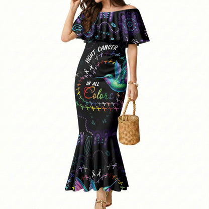 Personalized Australia Indigenous Aboriginal Arts Mermaid Dress Hummingbird - Fight Cancer In All Colors