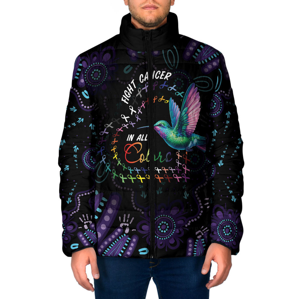Personalized Australia Indigenous Aboriginal Arts Padded Jacket Hummingbird - Fight Cancer In All Colors