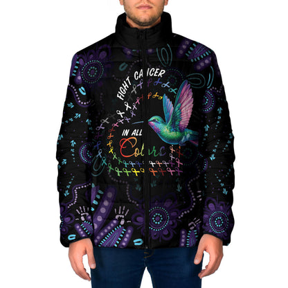 Personalized Australia Indigenous Aboriginal Arts Padded Jacket Hummingbird - Fight Cancer In All Colors