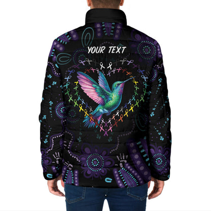 Personalized Australia Indigenous Aboriginal Arts Padded Jacket Hummingbird - Fight Cancer In All Colors