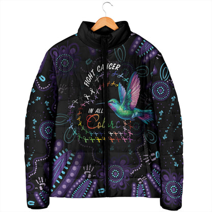 Personalized Australia Indigenous Aboriginal Arts Padded Jacket Hummingbird - Fight Cancer In All Colors