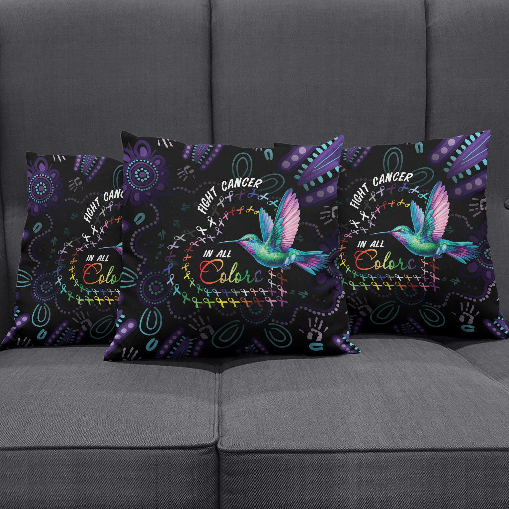 Australia Indigenous Aboriginal Arts Pillow Cover Hummingbird - Fight Cancer In All Colors