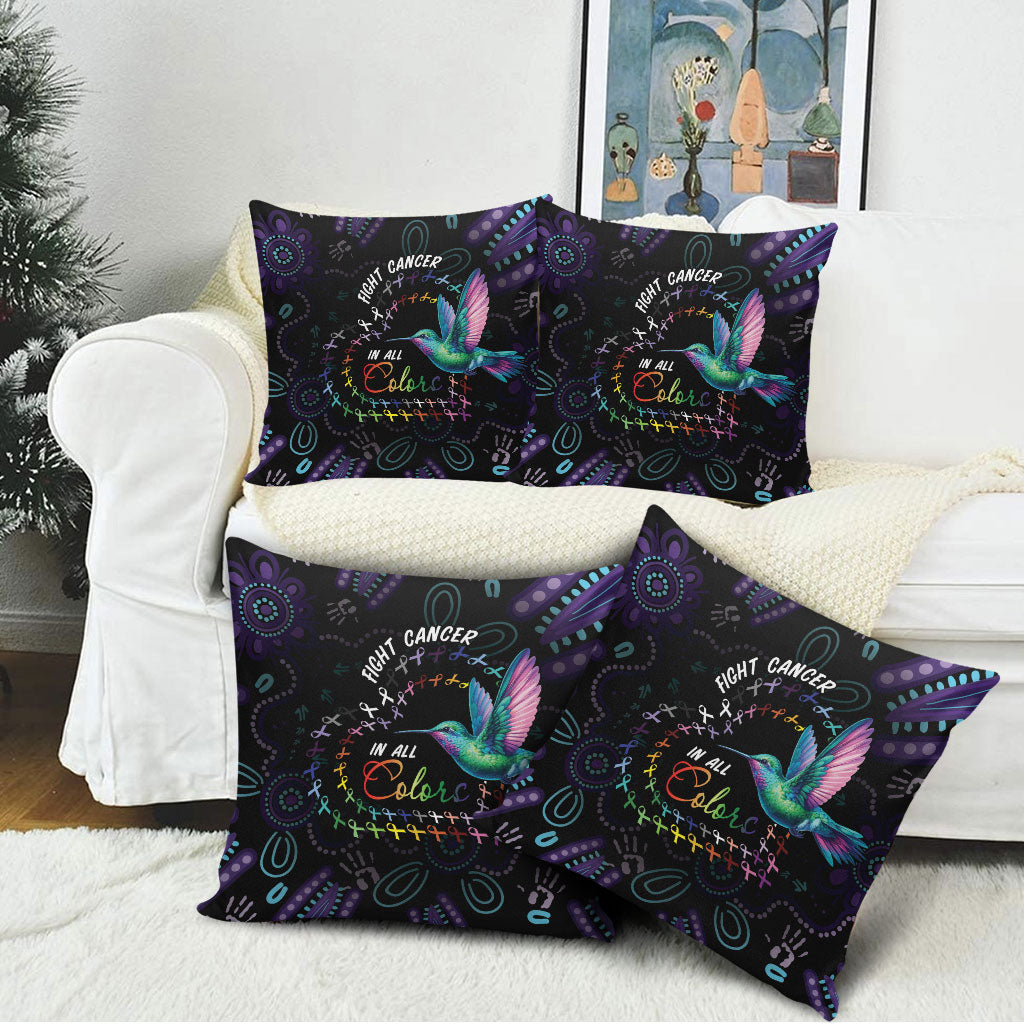 Australia Indigenous Aboriginal Arts Pillow Cover Hummingbird - Fight Cancer In All Colors