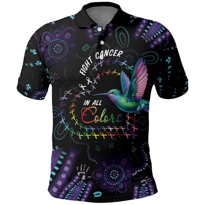 Personalized Australia Indigenous Aboriginal Arts Polo Shirt Hummingbird - Fight Cancer In All Colors