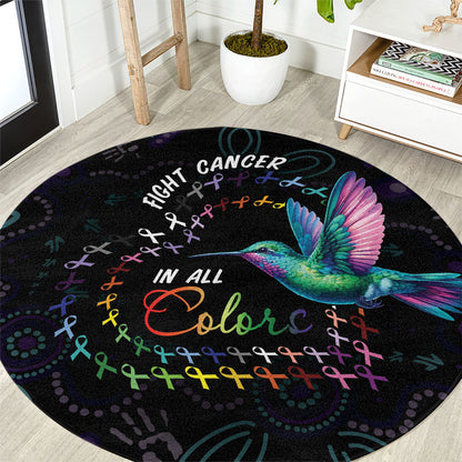 Australia Indigenous Aboriginal Arts Round Carpet Hummingbird - Fight Cancer In All Colors