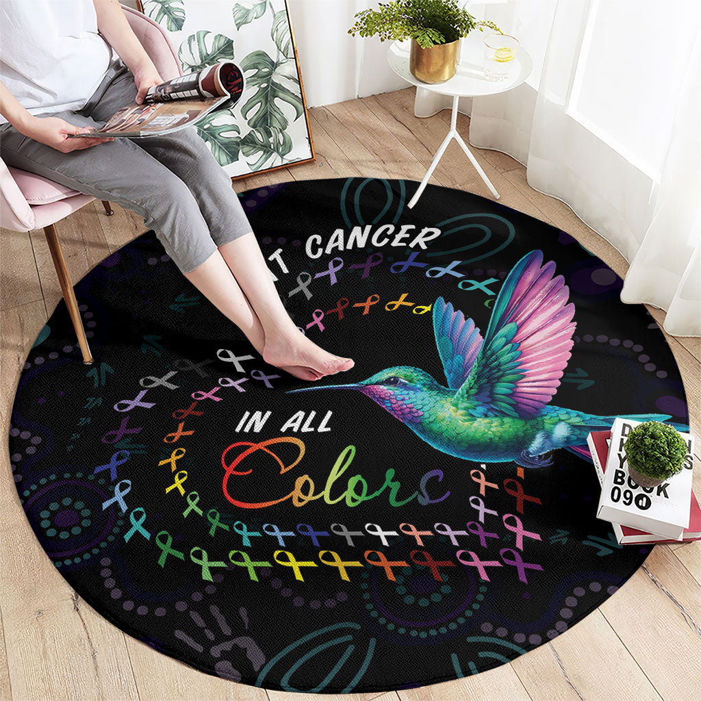 Australia Indigenous Aboriginal Arts Round Carpet Hummingbird - Fight Cancer In All Colors