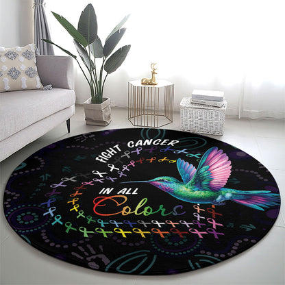 Australia Indigenous Aboriginal Arts Round Carpet Hummingbird - Fight Cancer In All Colors