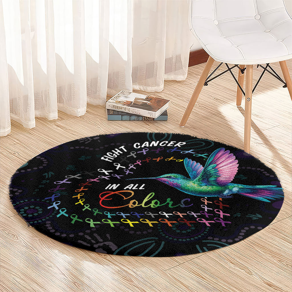 Australia Indigenous Aboriginal Arts Round Carpet Hummingbird - Fight Cancer In All Colors