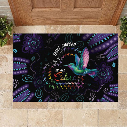Australia Indigenous Aboriginal Arts Rubber Doormat Hummingbird - Fight Cancer In All Colors
