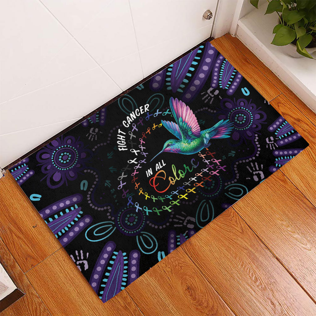 Australia Indigenous Aboriginal Arts Rubber Doormat Hummingbird - Fight Cancer In All Colors