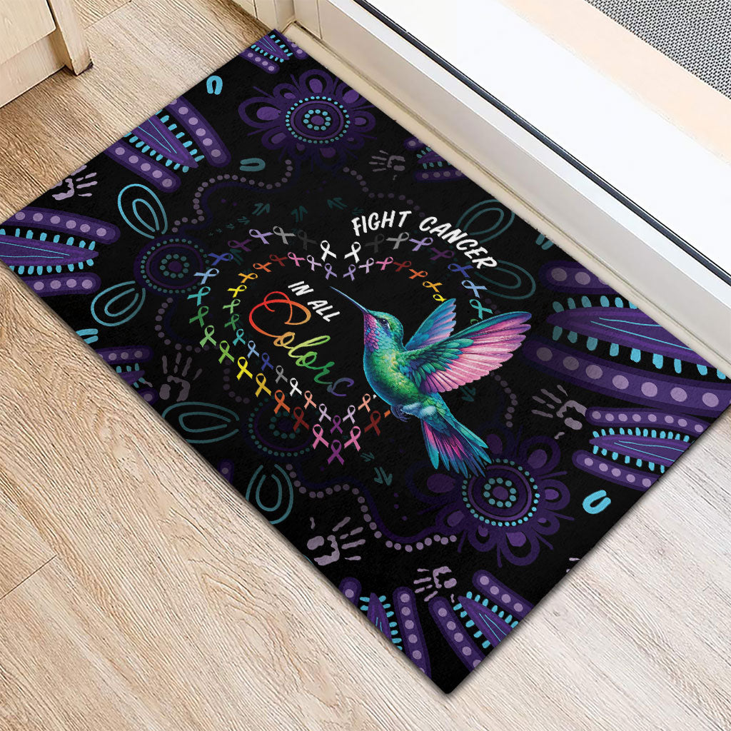 Australia Indigenous Aboriginal Arts Rubber Doormat Hummingbird - Fight Cancer In All Colors