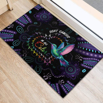 Australia Indigenous Aboriginal Arts Rubber Doormat Hummingbird - Fight Cancer In All Colors