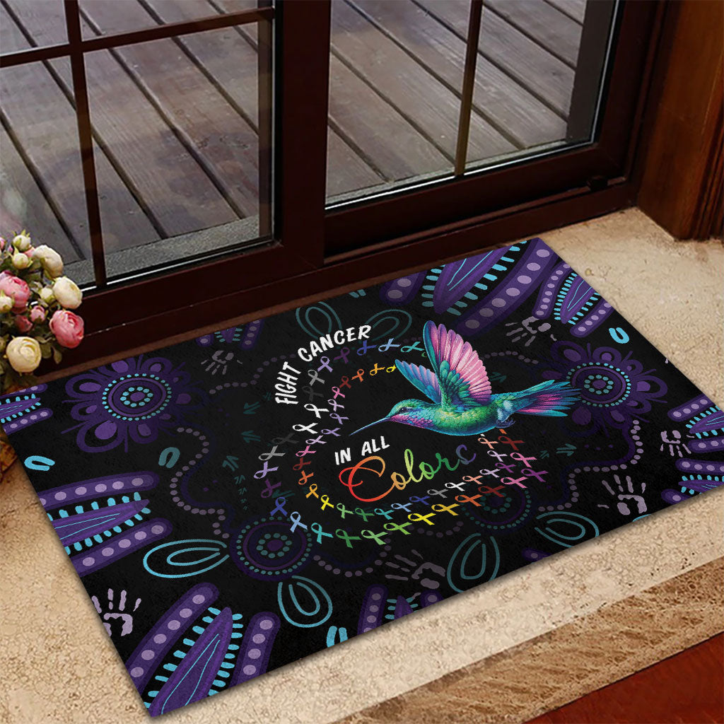 Australia Indigenous Aboriginal Arts Rubber Doormat Hummingbird - Fight Cancer In All Colors