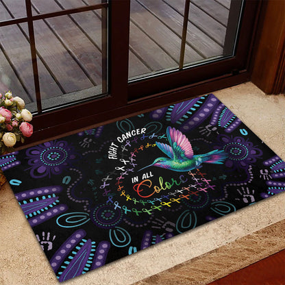 Australia Indigenous Aboriginal Arts Rubber Doormat Hummingbird - Fight Cancer In All Colors