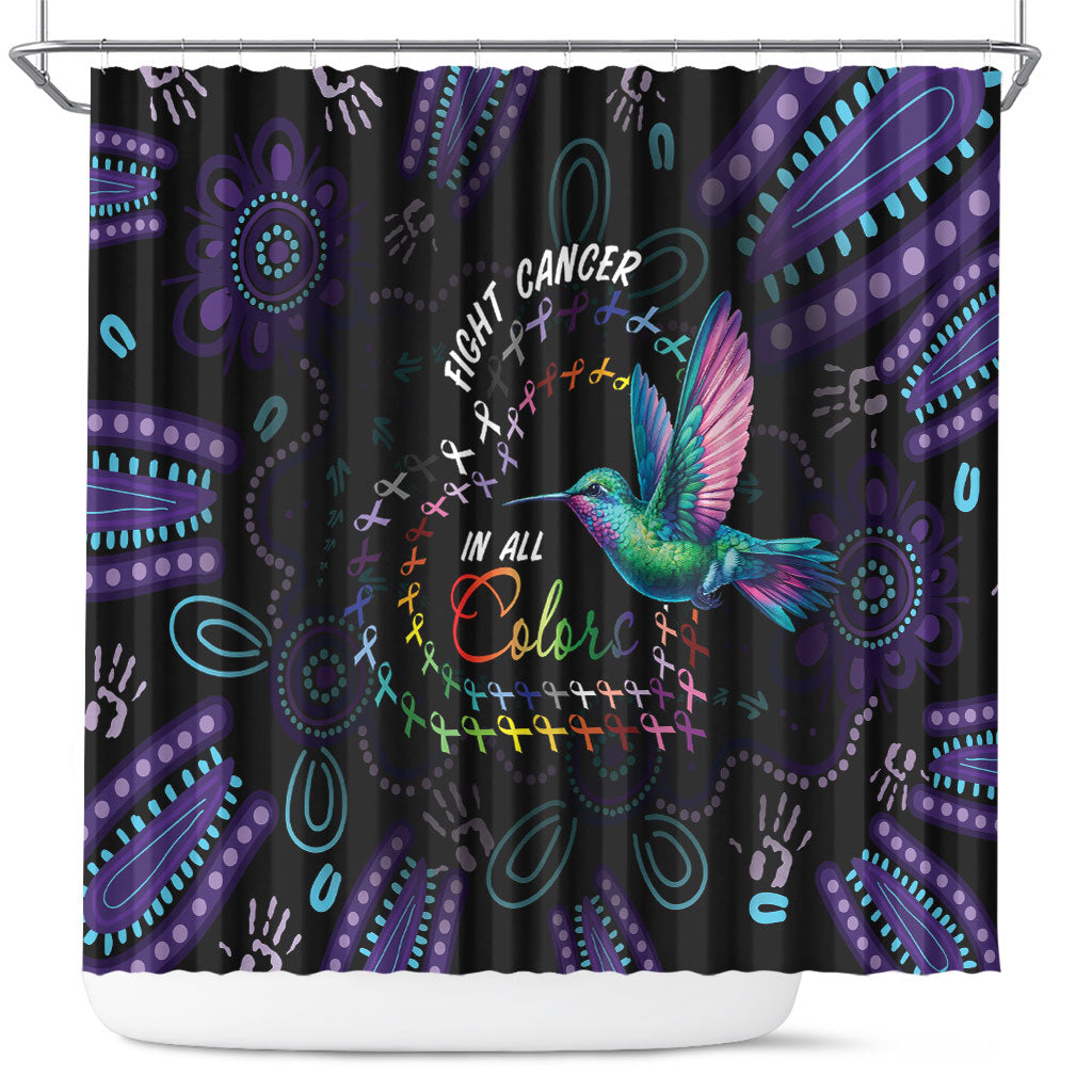 Australia Indigenous Aboriginal Arts Shower Curtain Hummingbird - Fight Cancer In All Colors