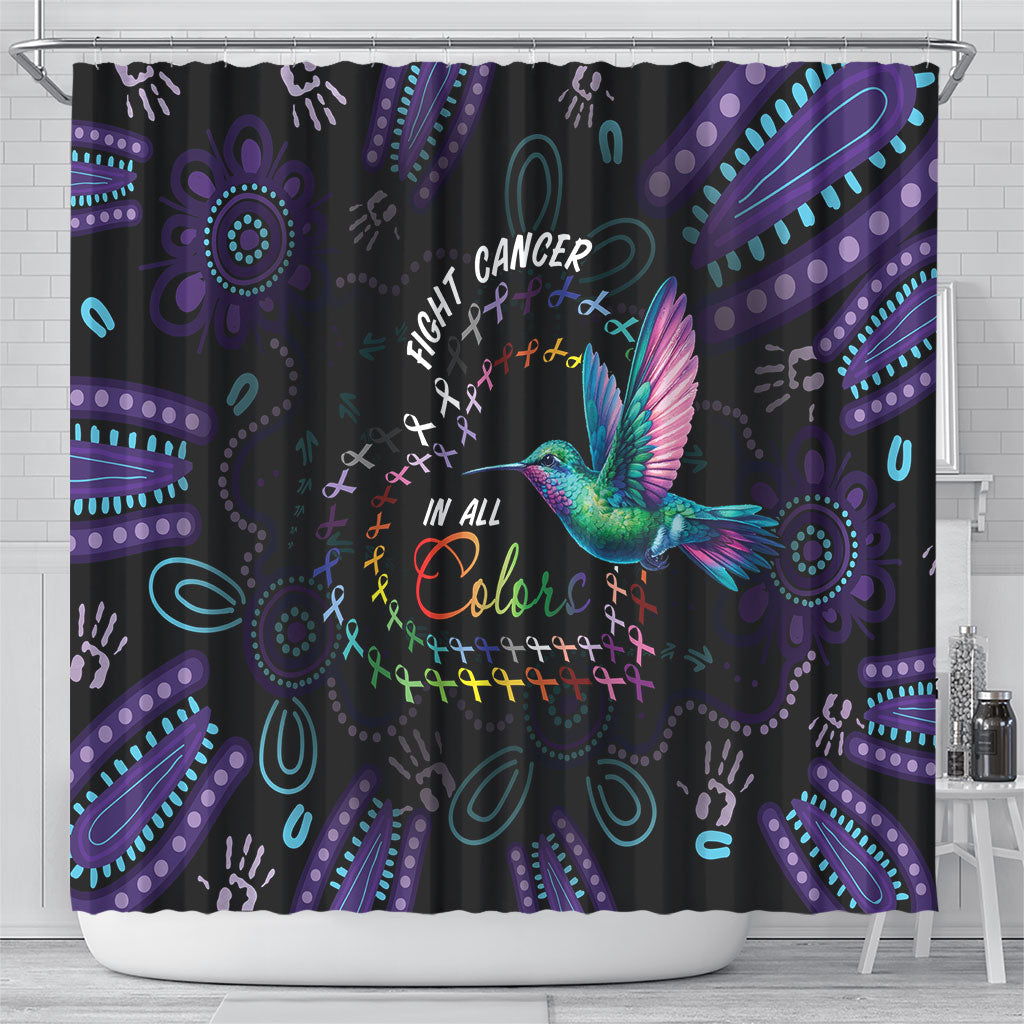 Australia Indigenous Aboriginal Arts Shower Curtain Hummingbird - Fight Cancer In All Colors