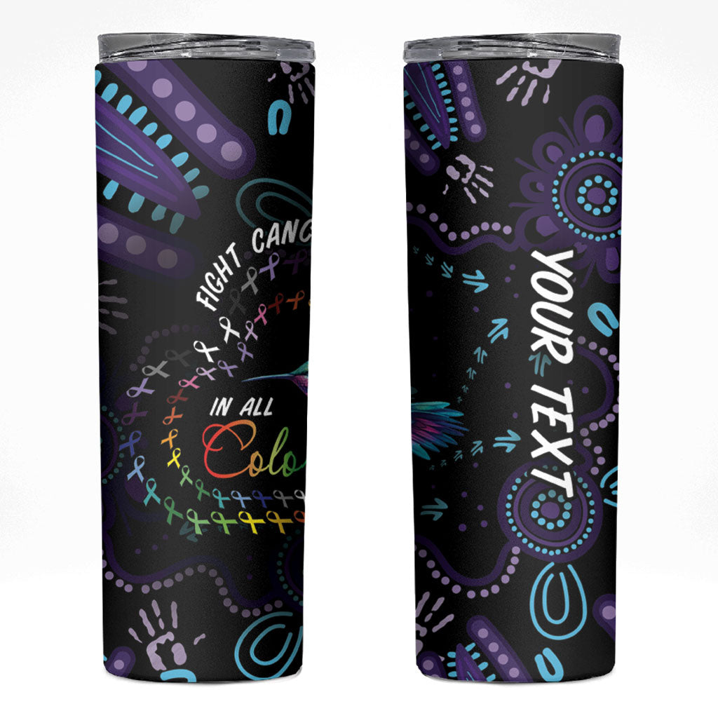 Personalized Australia Indigenous Aboriginal Arts Skinny Tumbler Hummingbird - Fight Cancer In All Colors