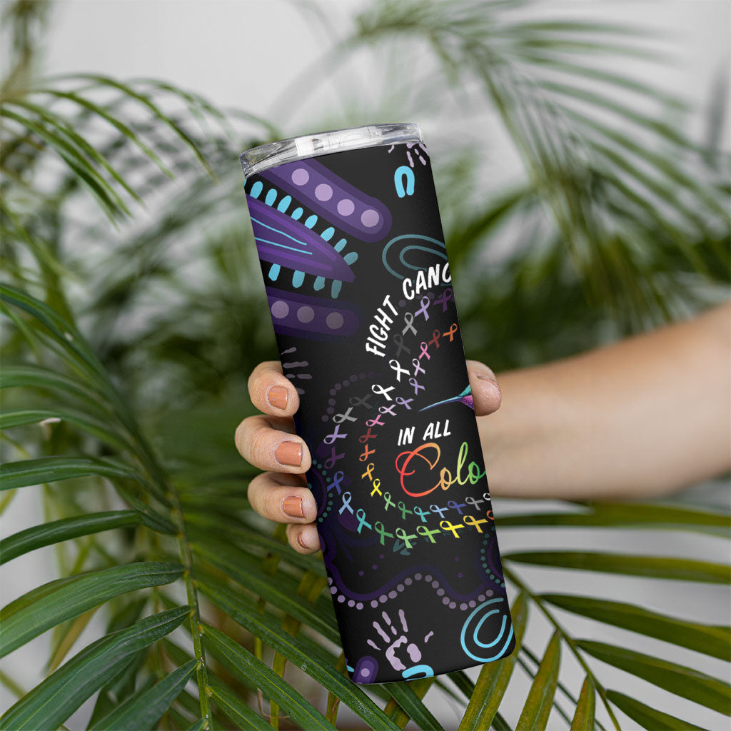 Personalized Australia Indigenous Aboriginal Arts Skinny Tumbler Hummingbird - Fight Cancer In All Colors