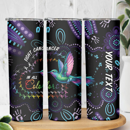 Personalized Australia Indigenous Aboriginal Arts Skinny Tumbler Hummingbird - Fight Cancer In All Colors