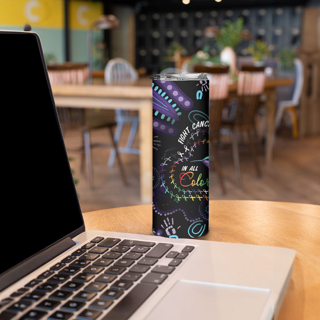 Personalized Australia Indigenous Aboriginal Arts Skinny Tumbler Hummingbird - Fight Cancer In All Colors