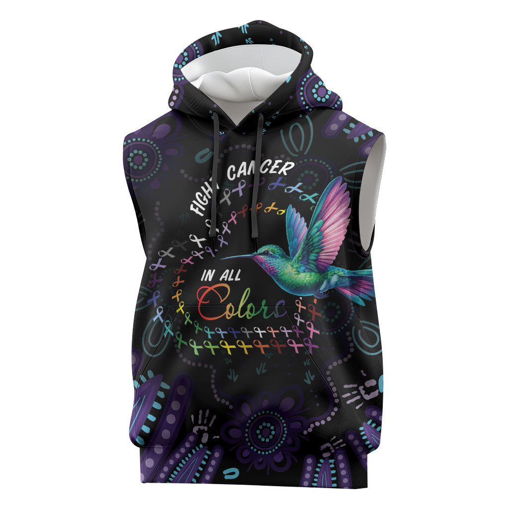 Personalized Australia Indigenous Aboriginal Arts Sleeveless Hoodie Hummingbird - Fight Cancer In All Colors