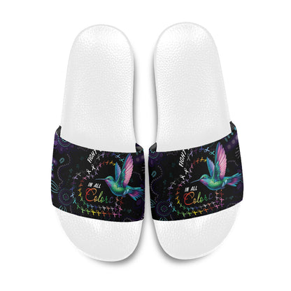 Australia Indigenous Aboriginal Arts Slide Sandals Hummingbird - Fight Cancer In All Colors