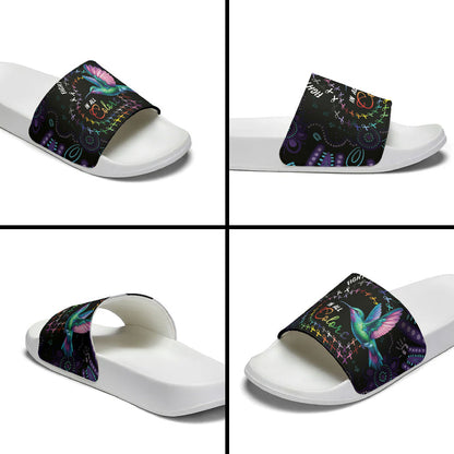 Australia Indigenous Aboriginal Arts Slide Sandals Hummingbird - Fight Cancer In All Colors